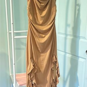 Chic Strapless Tan Dress